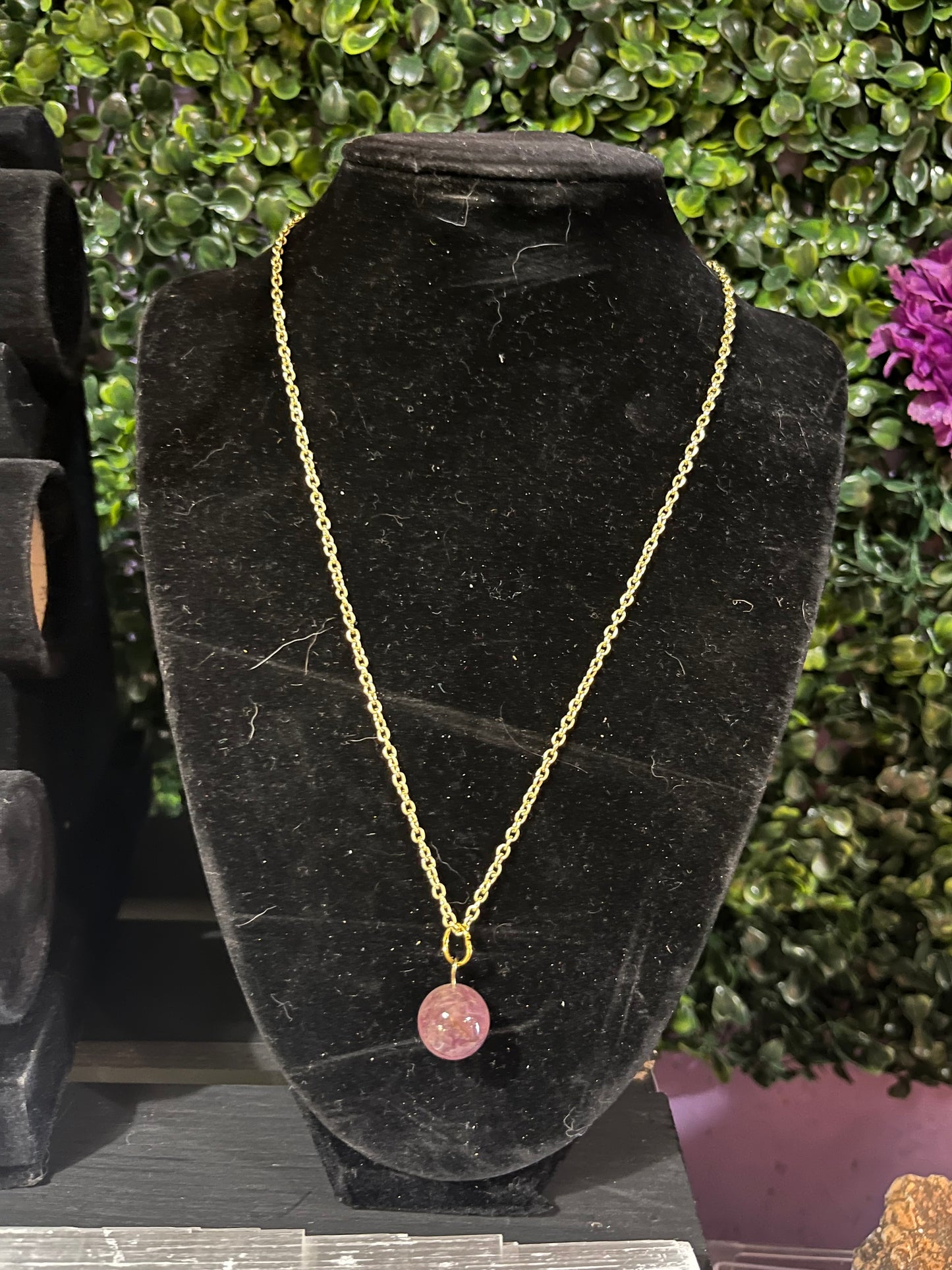 Lavender Rose Quartz Sphere Necklace