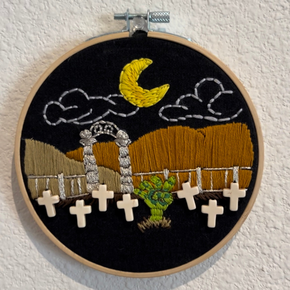 Zombie Graveyard Embroidery Hoop