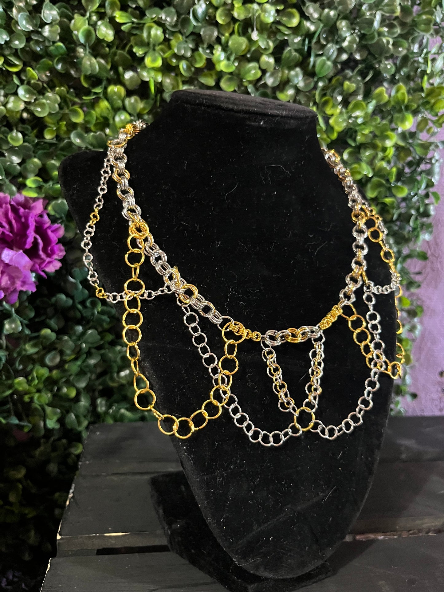 Gold and Silver Statement Necklace
