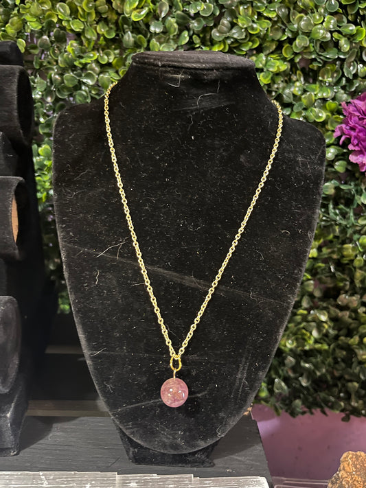 Lavender Rose Quartz Sphere Necklace