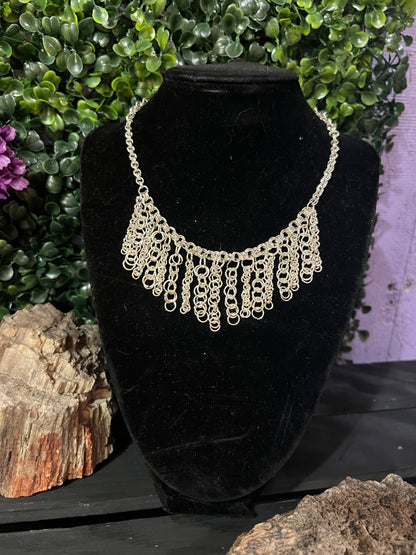 Silver Chainmaille Statement Necklace