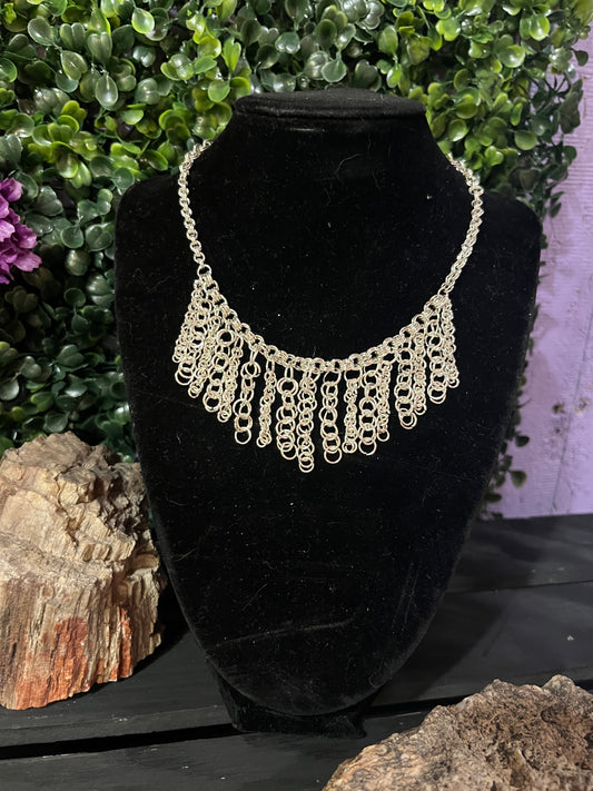 Silver Chainmaille Statement Necklace