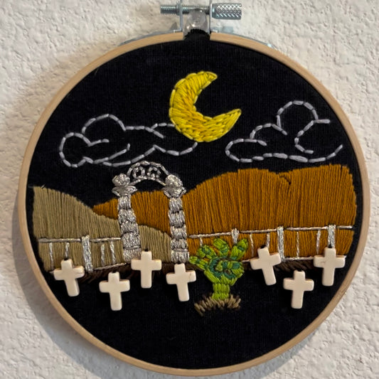 Zombie Graveyard Embroidery Hoop