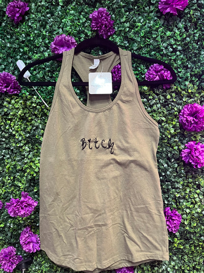 Bitch Tank Top - Olive Green