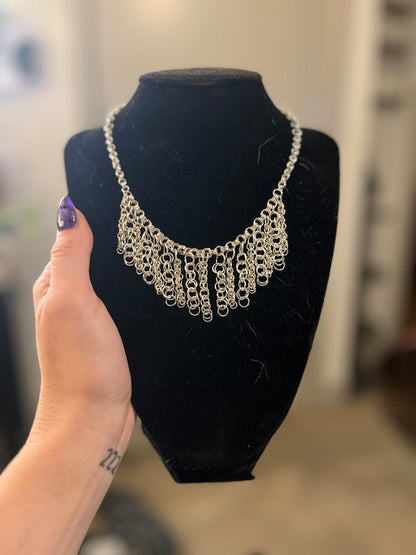 Silver Chainmaille Statement Necklace