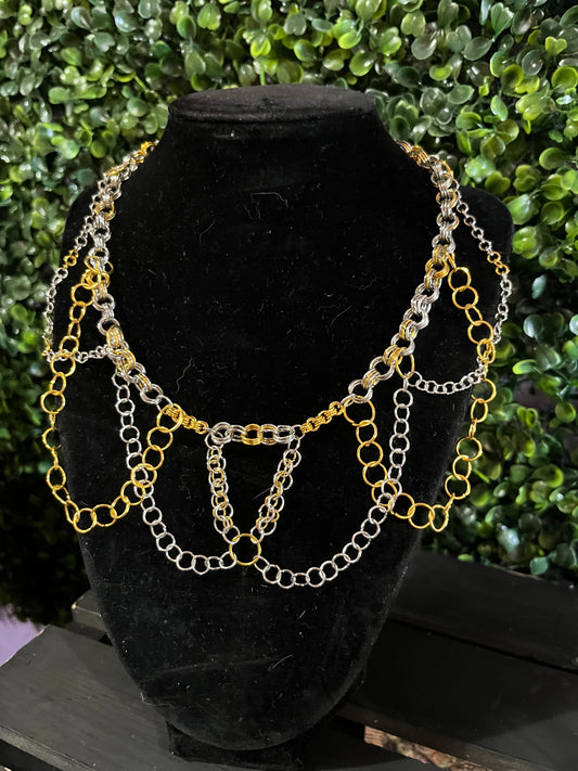 Gold and Silver Statement Necklace