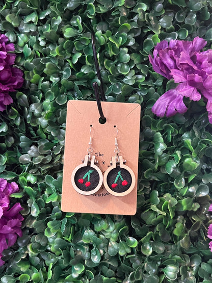 Cherries Embroidery Earrings