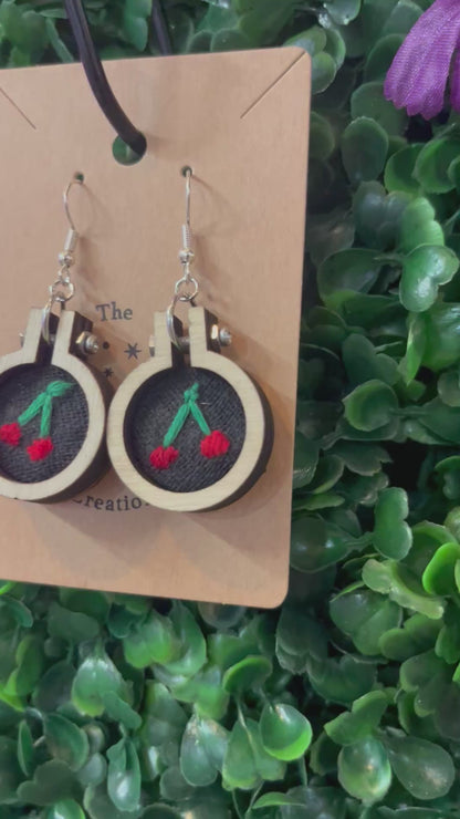 Cherries Embroidery Earrings