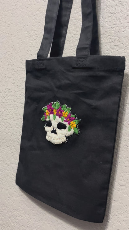 Skull Flower Crown Mini Tote Bag